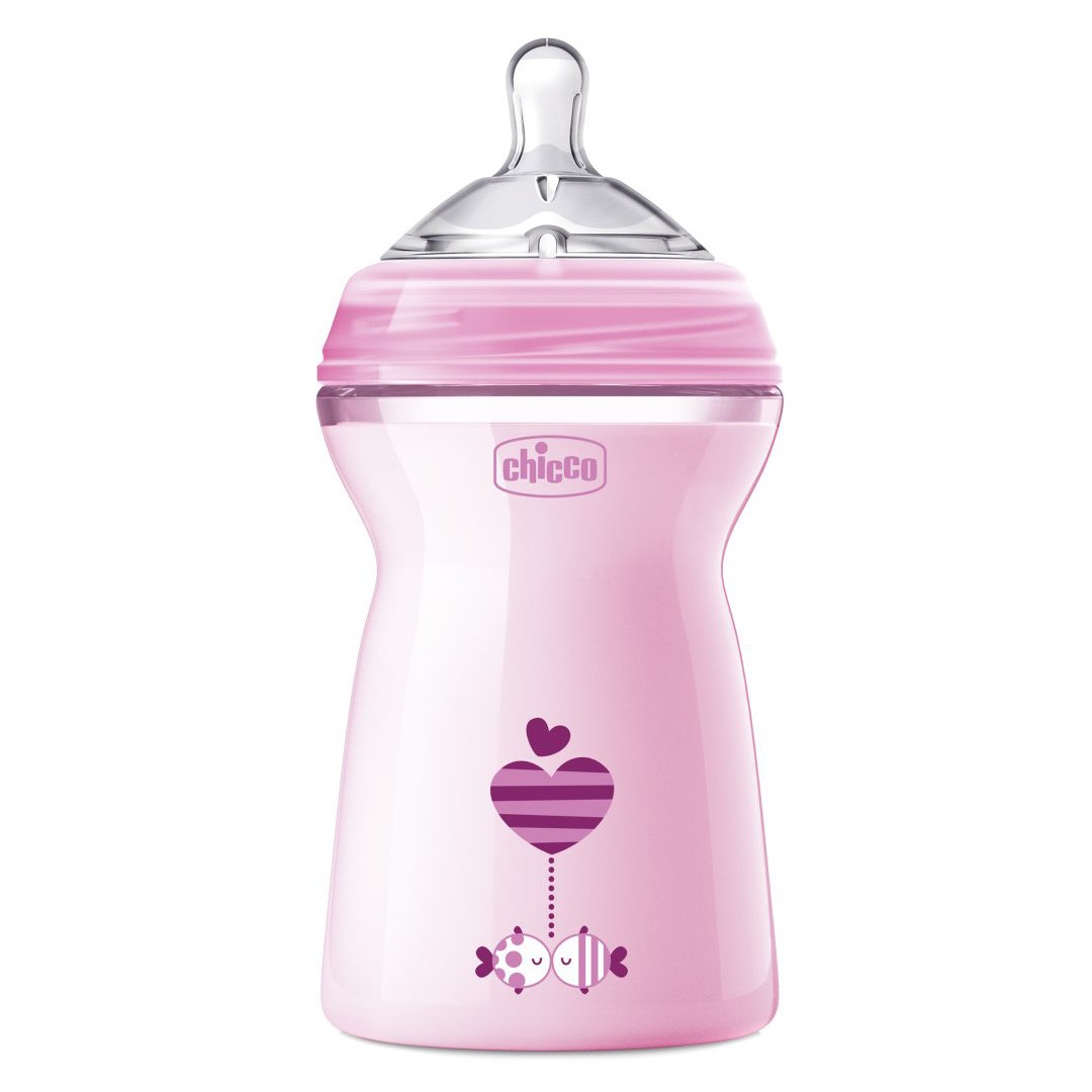 Chicco Natural Feeling biberón rosa 6m 330 ml